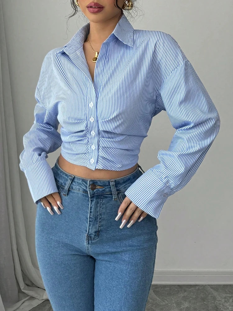 Women Long Sleeve Office Stripe Shirt,Shirts & Blouses,Women Clothing,Tops For Women,Clothes,Short Shirts,Blouse